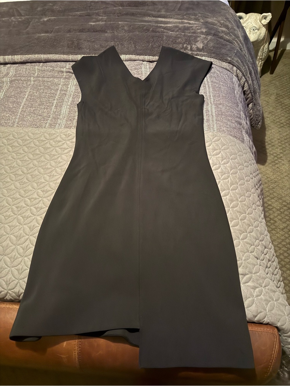 Women's Black V-Neck Cap Sleeve Dress